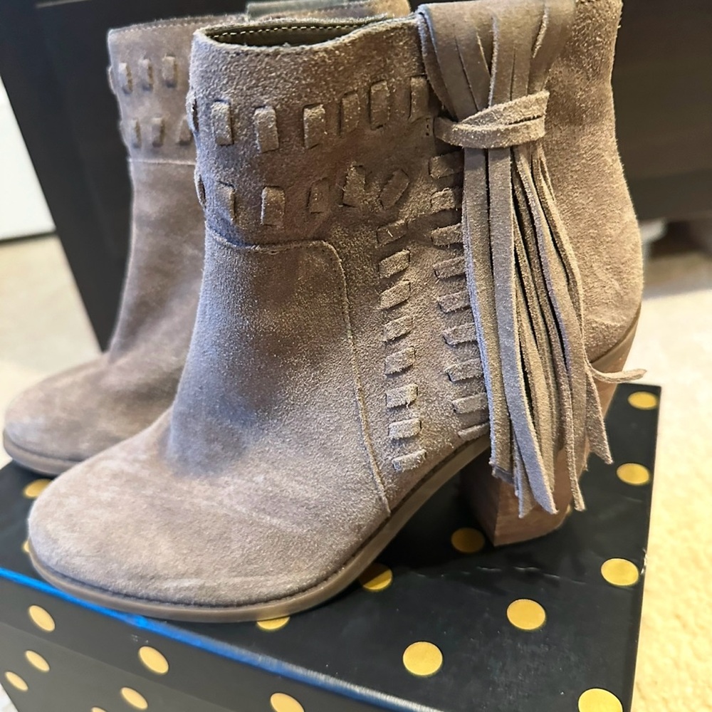 Jessica Simpson Taupe Suede Tassel Ankle Booties